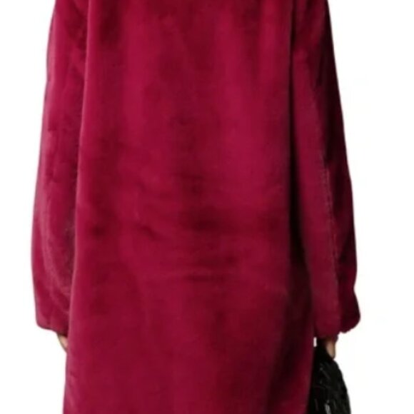 New Avec Les Filles Magenta Faux Fur Notch Collar Coat - Picture 5 of 11